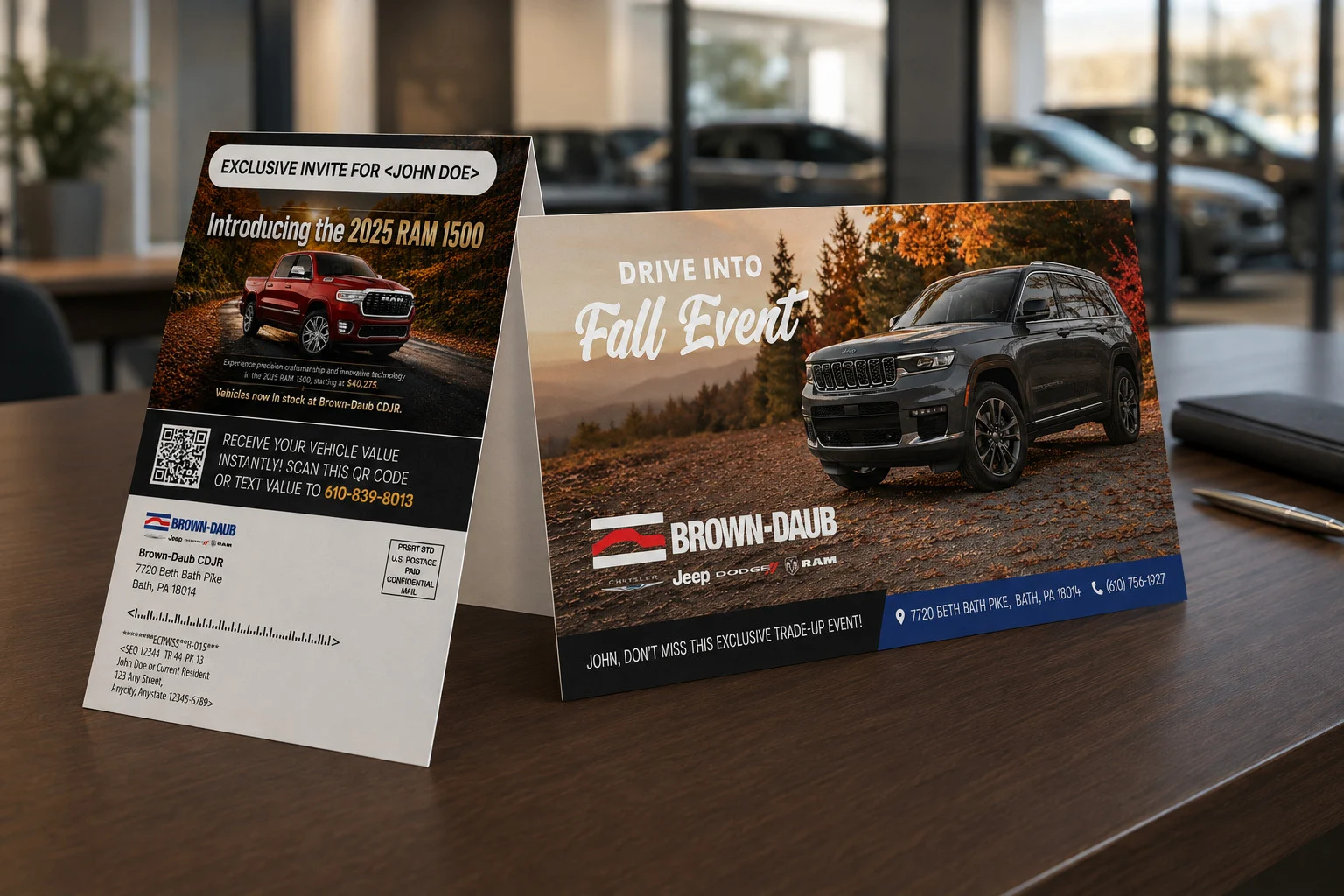 Professionally designed dealership direct mail campaign